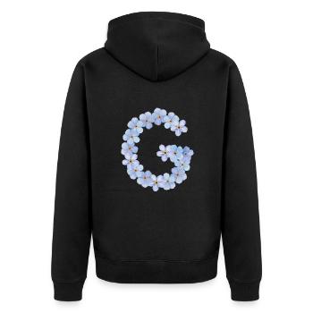 Buchstabe G - Unisex Premium Bio Zip Hoodie - Schwarz - Hinten - Nico (187cm)