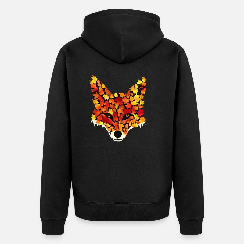 Renard des feuilles d’automne - Veste à capuche bio Premium Unisexe - noir