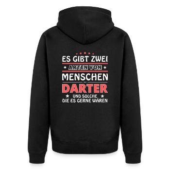Es gibt zwei Arten von Menschen - Darter - Unisex Premium Bio Zip Hoodie - Schwarz - Hinten - Nico (187cm)