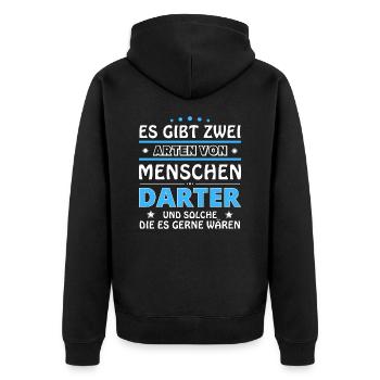Es gibt zwei Arten von Menschen - Darter - Unisex Premium Bio Zip Hoodie - Schwarz - Hinten - Nico (187cm)