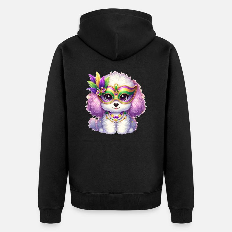 Conception de caniche Mardi Gras - Veste à capuche bio Premium Unisexe - noir