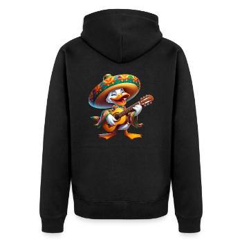 Cinco de Mayo Duck Guitarist - Unisex Premium Organic Zip Hoodie - black - Back - Nico (187cm)