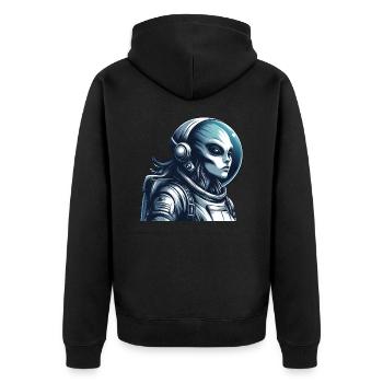 Alien Astronaut Weltraum Erkundung - Unisex Premium Bio Zip Hoodie - Schwarz - Hinten - Nico (187cm)