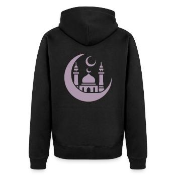 Silhouette de mosquée avec croissant de lune : Art islamique - Veste à capuche bio Premium Unisexe - noir - Dos - Nico (187cm)