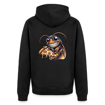 Kakerlake Pizza Pizzaliebhaber Fast Food cool - Unisex Premium Bio Zip Hoodie - Schwarz - Hinten - Nico (187cm)