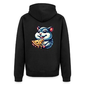 Hamster Meerschweinchen Pizza Fast Food Liebhaber - Unisex Premium Bio Zip Hoodie - Schwarz - Hinten - Nico (187cm)