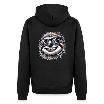 Cool Sloth Sunglasses Summer Cartoon - Unisex Premium Organic Zip Hoodie - black - Back - Nico (187cm)