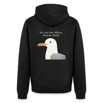 Seagull Saying Funny Be Like a Seagull Humor - Unisex Premium Organic Zip Hoodie - black - Back - Nico (187cm)