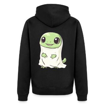 Echse Halloween Comic Geist - Unisex Premium Bio Zip Hoodie - Schwarz - Hinten - Nico (187cm)
