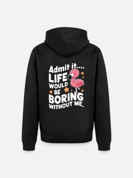 Flamingo Animal Pink - Unisex Premium Organic Zip Hoodie - black
