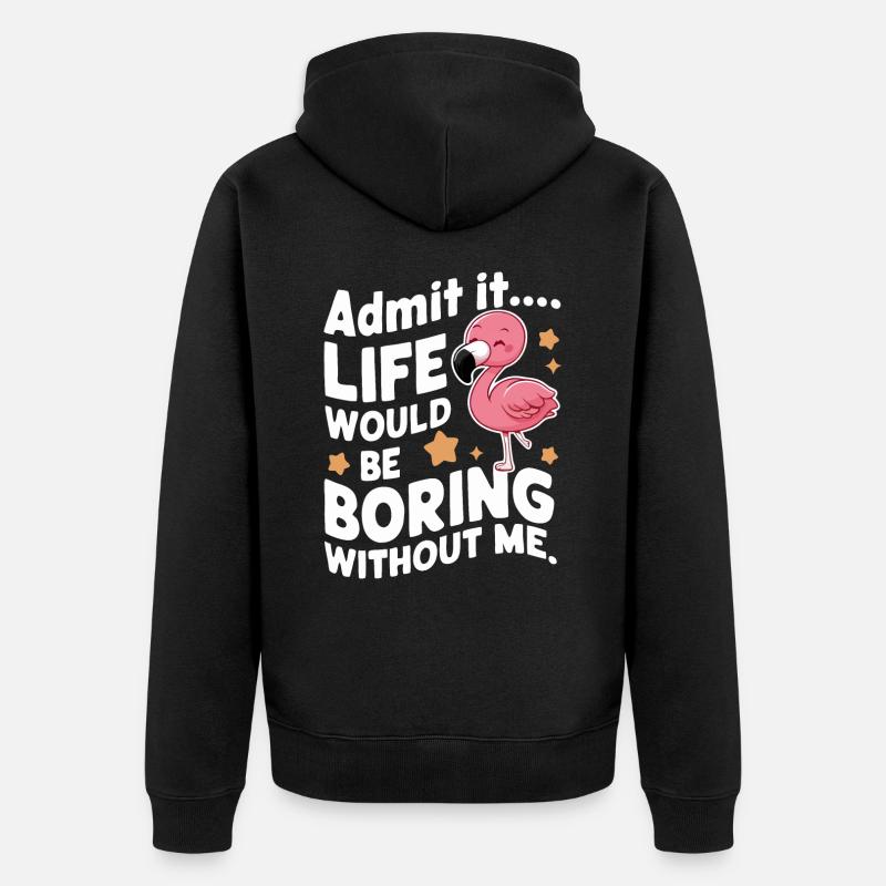 Flamant rose animal - Veste à capuche bio Premium Unisexe - noir