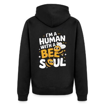 Honigbiene Imker Bienen Biene - Unisex Premium Bio Zip Hoodie - Schwarz - Hinten - Nico (187cm)