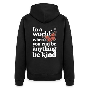 Schmetterling Monarchfalter Bunt Schmetterlinge - Unisex Premium Bio Zip Hoodie - Schwarz - Hinten - Nico (187cm)