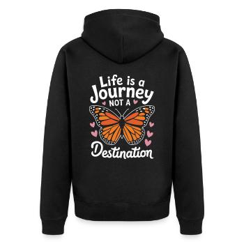 Schmetterling Monarchfalter Bunt Schmetterlinge - Unisex Premium Bio Zip Hoodie - Schwarz - Hinten - Nico (187cm)