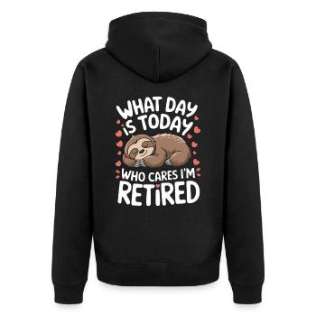 Rentner Ruhestand Rente Pensionierung - Unisex Premium Bio Zip Hoodie - Schwarz - Hinten - Nico (187cm)