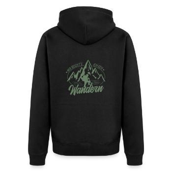 andern mir reichts ich geh wandern - Unisex Premium Bio Zip Hoodie - Schwarz - Hinten - Nico (187cm)