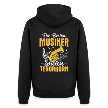 Tenorhornist Die besten Musiker spielen Tenorhorn - Unisex Premium Bio Zip Hoodie - Schwarz - Hinten - Nico (187cm)