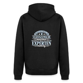 Selbstgespräche führen Kompetente Beratung - Unisex Premium Bio Zip Hoodie - Schwarz - Hinten - Nico (187cm)