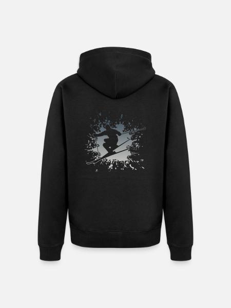 Skiing Splash Spruch Ski - Unisex Premium Bio Zip Hoodie - Schwarz