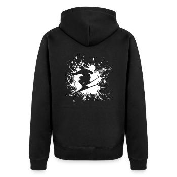 Skiing Ski Spruch Geschenk - Unisex Premium Bio Zip Hoodie - Schwarz - Hinten - Nico (187cm)