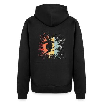 Ski fahren Skiing - Unisex Premium Bio Zip Hoodie - Schwarz - Hinten - Nico (187cm)