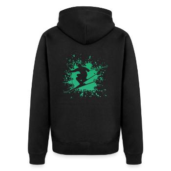 Ski fahren - Unisex Premium Bio Zip Hoodie - Schwarz - Hinten - Nico (187cm)