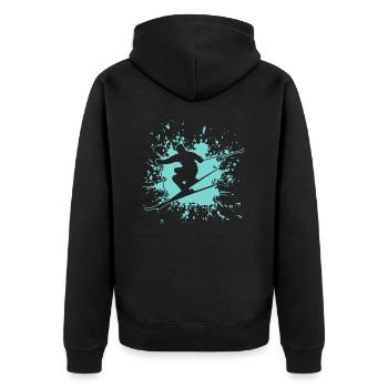 Skiing - Unisex Premium Bio Zip Hoodie - Schwarz - Hinten - Nico (187cm)