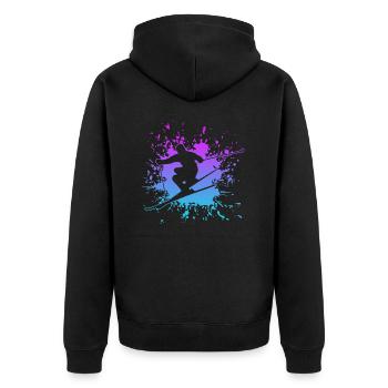 skiing, tshirt, ski - Unisex Premium Bio Zip Hoodie - Schwarz - Hinten - Nico (187cm)