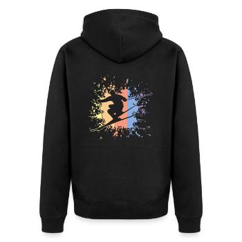 Ski fahren, Skiing, cooles Skidesign - Unisex Premium Bio Zip Hoodie - Schwarz - Hinten - Nico (187cm)