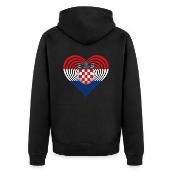 Kroatien Heart Herz mit kratischer Flagge Kroatien - Unisex Premium Bio Zip Hoodie - Schwarz - Hinten - Nico (187cm)