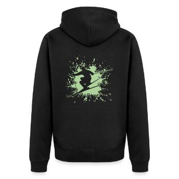 Skiing Ski - Unisex Premium Bio Zip Hoodie - Schwarz - Hinten - Nico (187cm)