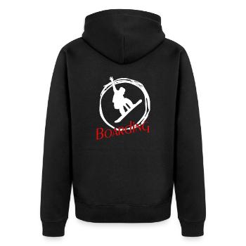 snowboarding boarding - Unisex Premium Bio Zip Hoodie - Schwarz - Hinten - Nico (187cm)