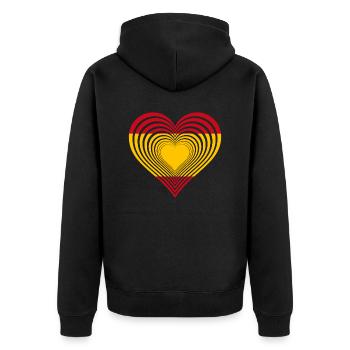 Spanien - Unisex Premium Bio Zip Hoodie - Schwarz - Hinten - Nico (187cm)