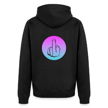 fuck off, fuck you, fucking, fuck - Unisex Premium Bio Zip Hoodie - Schwarz - Hinten - Nico (187cm)