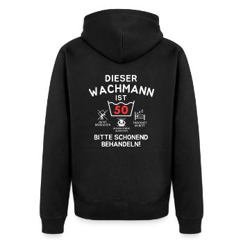 Cet agent de sécurité a 50 ans. - Veste à capuche bio Premium Unisexe - noir - Dos - Nico (187cm)