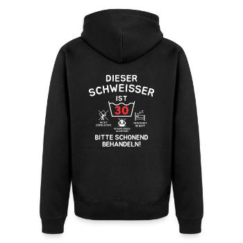 Ce soudeur a 30 ans. - Veste à capuche bio Premium Unisexe - noir - Dos - Nico (187cm)