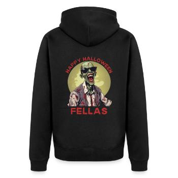 Happy Halloween Fellas Zombie - Unisex Premium Organic Zip Hoodie - black - Back - Nico (187cm)