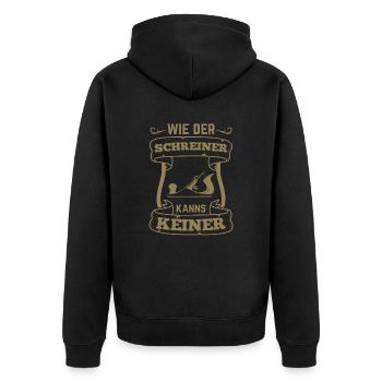 Schreiner wie der Schreiner kanns keiner Cess - Unisex Premium Bio Zip Hoodie - Schwarz - Hinten - Nico (187cm)