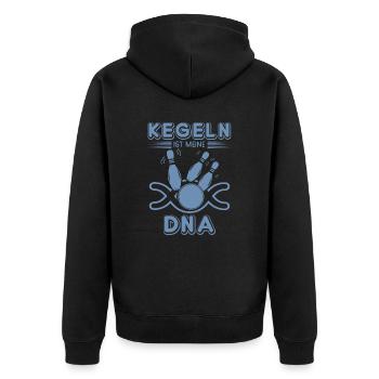 Kegeln Bowling DNA Kegelclub Leidenschaft - Unisex Premium Bio Zip Hoodie - Schwarz - Hinten - Nico (187cm)