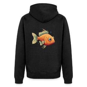 Fish with big Eyes - Unisex Premium Organic Zip Hoodie - black - Back - Nico (187cm)