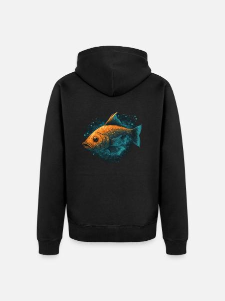 Fish Head - Unisex Premium Organic Zip Hoodie - black