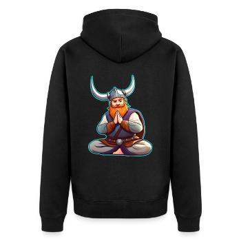 Niedlicher Wikinger macht Yoga - Unisex Premium Bio Zip Hoodie - Schwarz - Hinten - Nico (187cm)