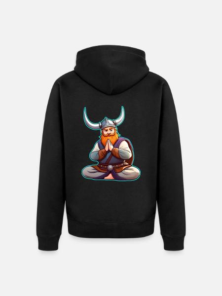 Niedlicher Wikinger macht Yoga - Unisex Premium Bio Zip Hoodie - Schwarz