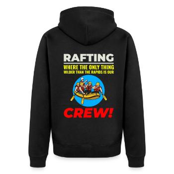 Rafting Team Floß Wildwasser Rafter Paddel Lustig - Unisex Premium Bio Zip Hoodie - Schwarz - Hinten - Nico (187cm)