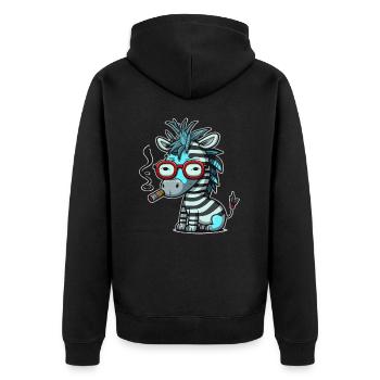 Zebra Funk - Unisex Premium Bio Zip Hoodie - Schwarz - Hinten - Nico (187cm)