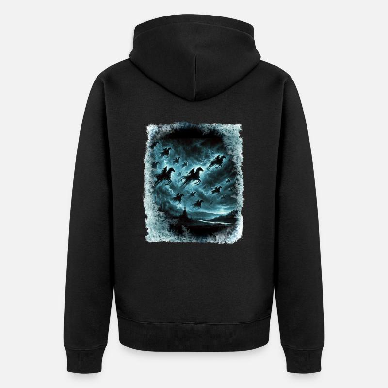 Wilde Jagd durchquert den Himmel - Unisex Premium Bio Zip Hoodie - Schwarz