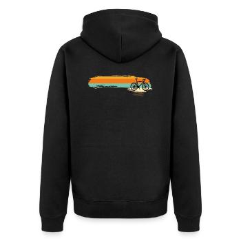 Fahrrad Rennrad Retro Design - Unisex Premium Bio Zip Hoodie - Schwarz - Hinten - Nico (187cm)