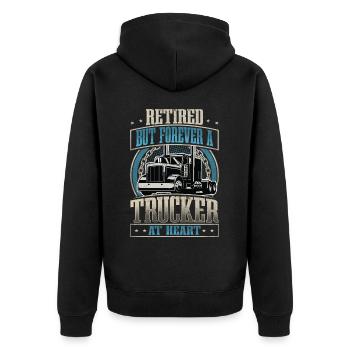 LKW Fahrer - Unisex Premium Bio Zip Hoodie - Schwarz - Hinten - Nico (187cm)