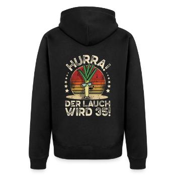 35. Geburtstag Hurra Der Lauch Wird 35 - Unisex Premium Bio Zip Hoodie - Schwarz - Hinten - Nico (187cm)