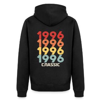 1996 Jubiläum im klassischen Vintage-Stil 1996 - Unisex Premium Bio Zip Hoodie - Schwarz - Hinten - Nico (187cm)